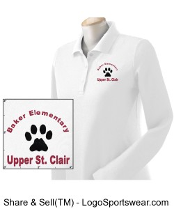 Ladies Long Sleeve Polo in White Design Zoom